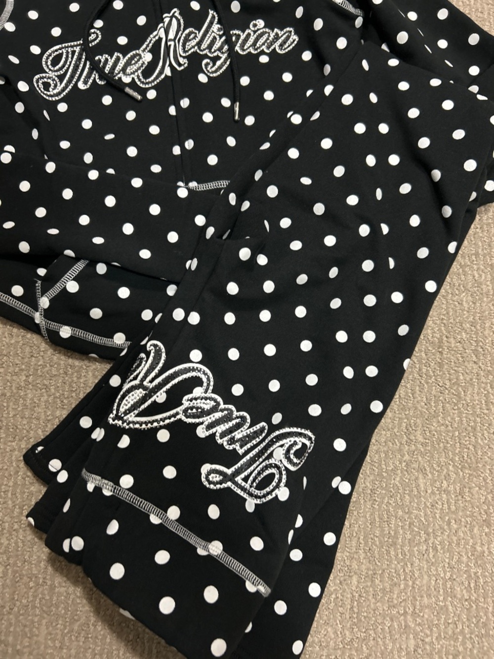 True Religion polka dot fitted zip hoodie set - Picture 4 of 10